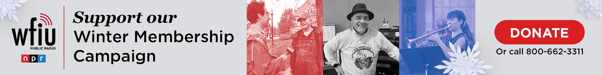 (WFIU Logo) - Support our Winter Membership Campaign - Donate now or call 800-662-3311