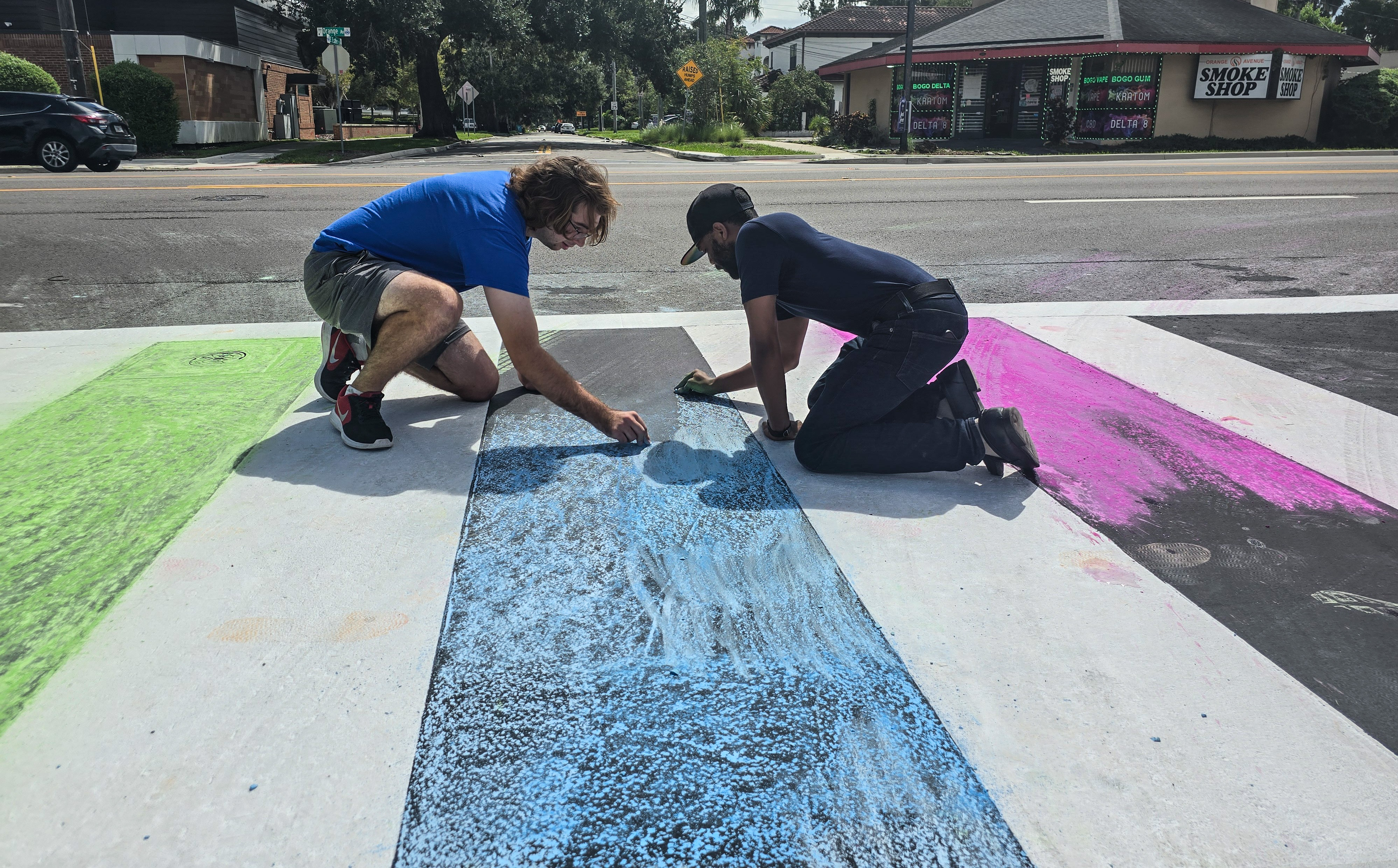 Rainbow crosswalk at Pulse lives on in chalk, after FDOT removed it
