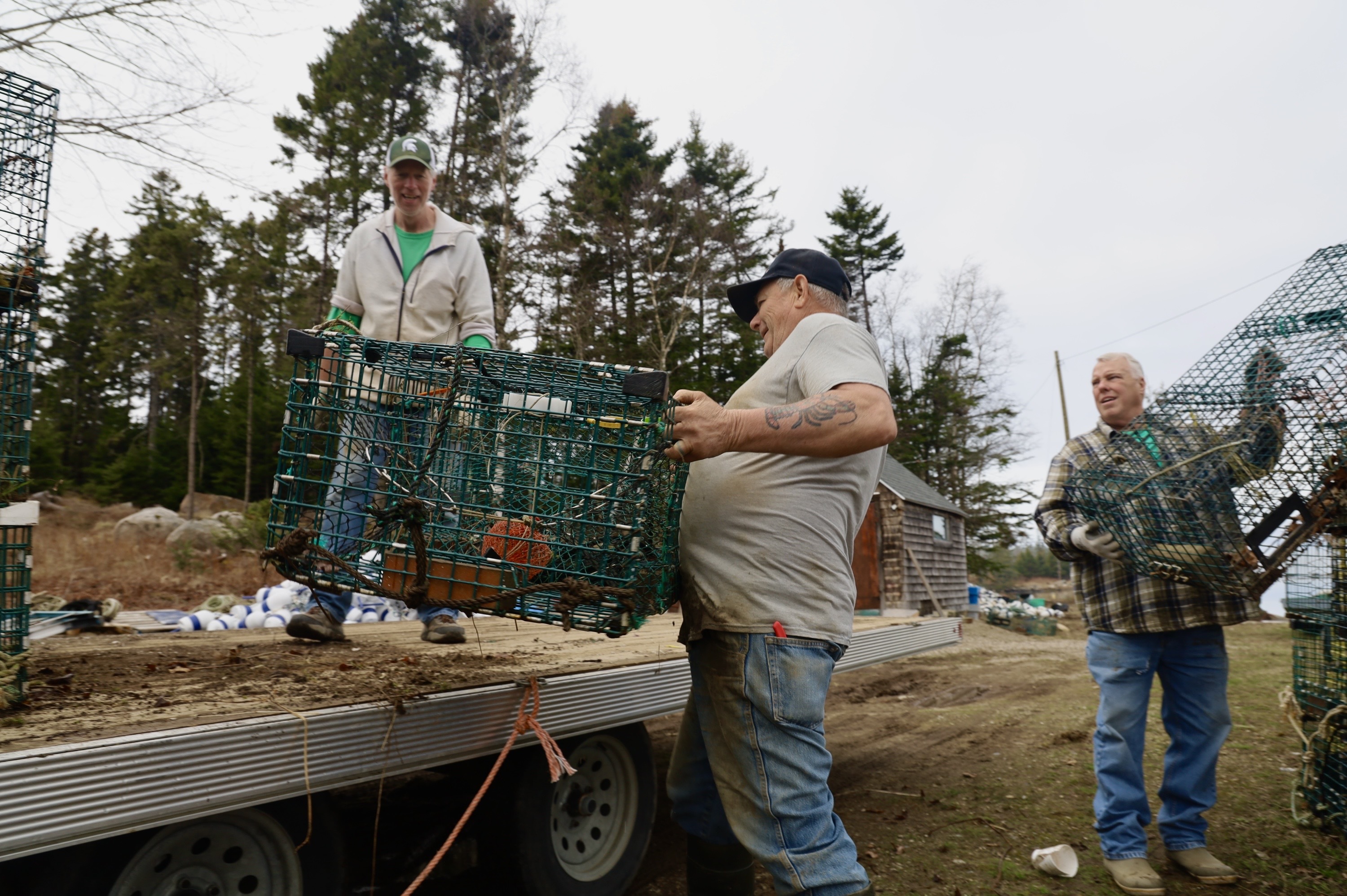 Fishermen have recycled thousands of old lobster traps on