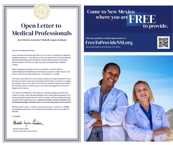 An open letter to medical professionals from New Mexico Gov. Michelle Lujan Grisham.