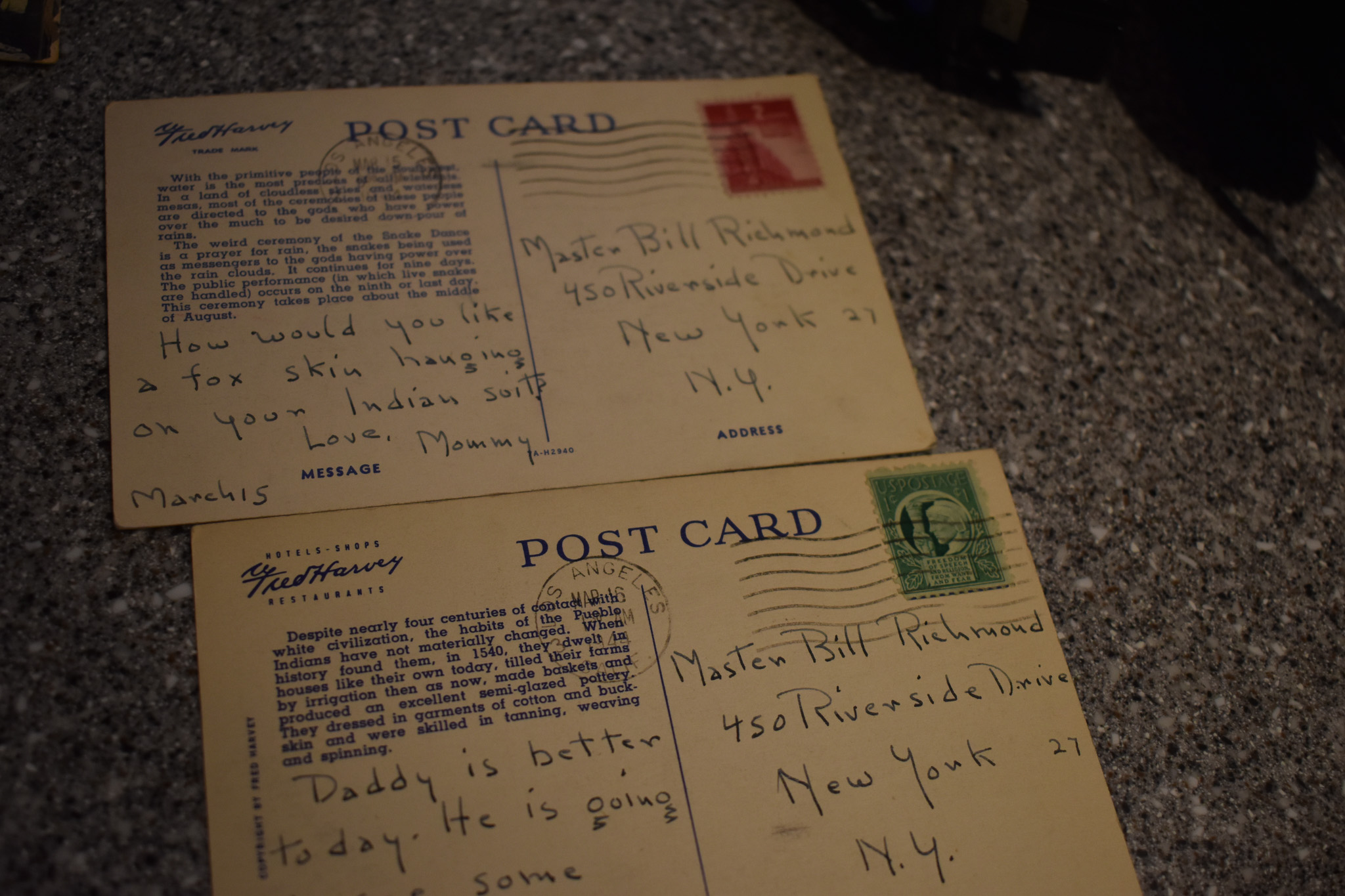 Collections: Her binders of postcards started with her family's