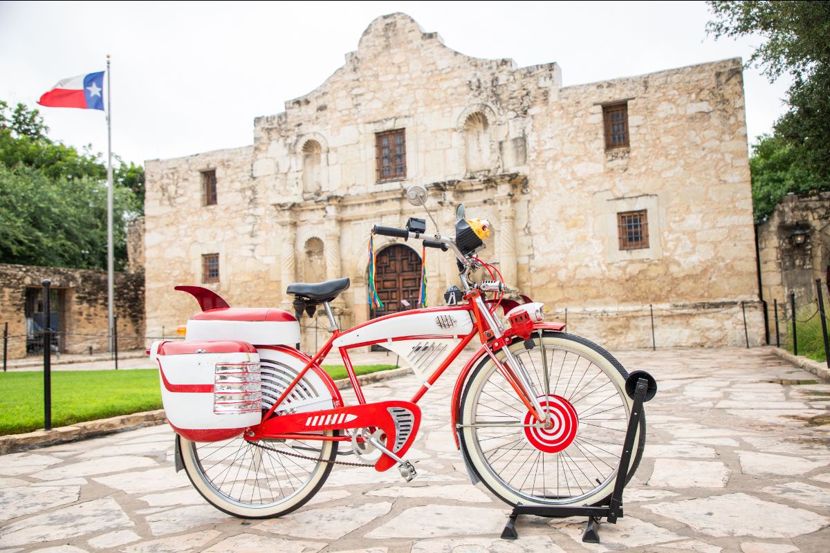 pee wee herman schwinn bicycle There's no basement at the Alamo! But Pee-Wee's bike soon will be
