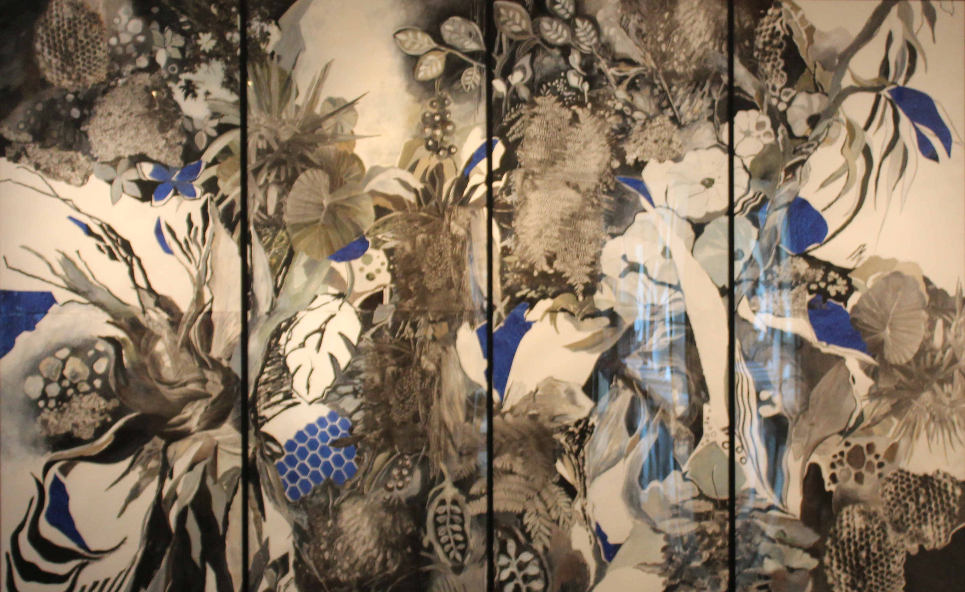 Mally Khorasantchi collage in Florida Contemporary exhibition