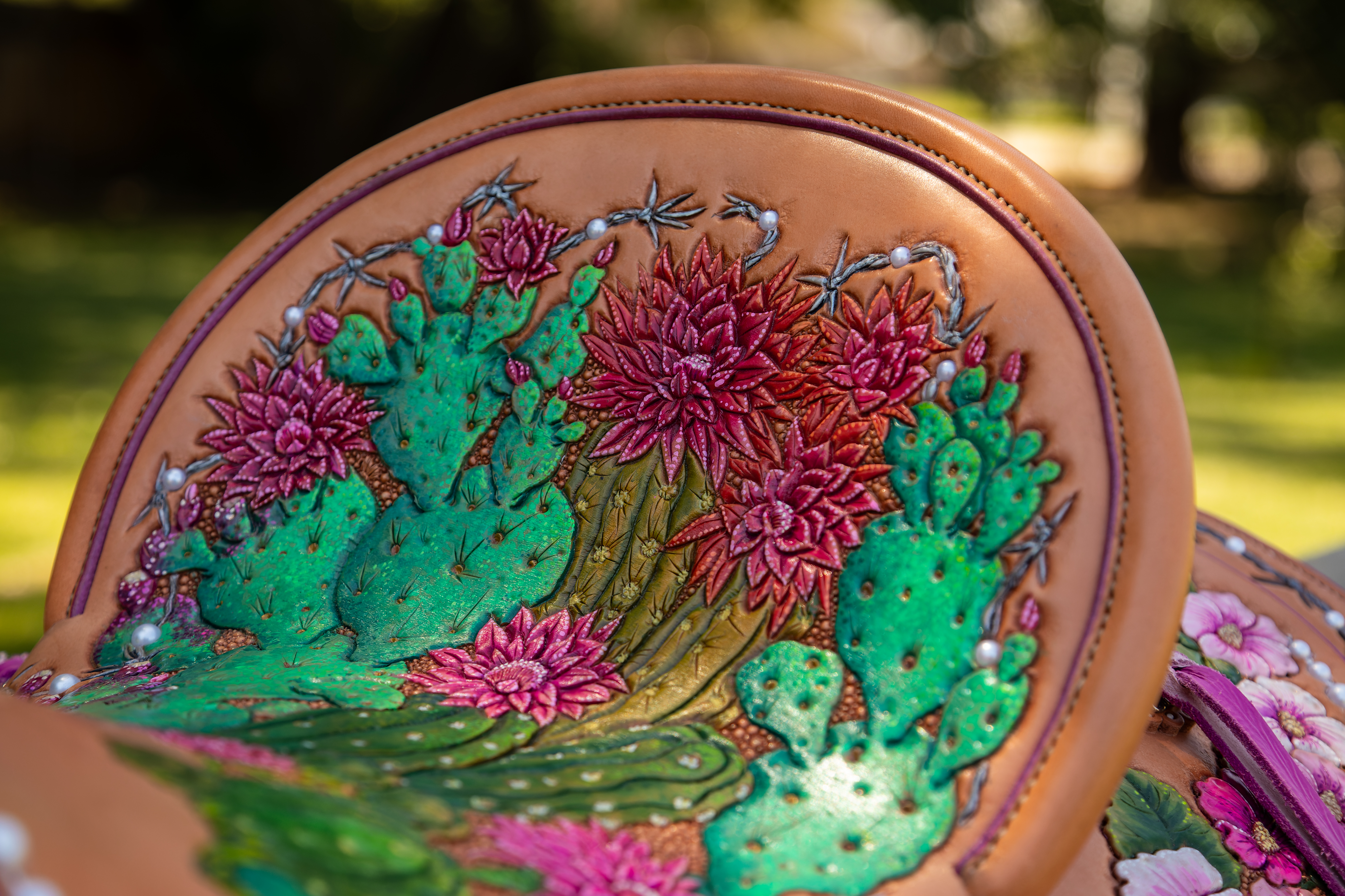 A cactus design on a saddle