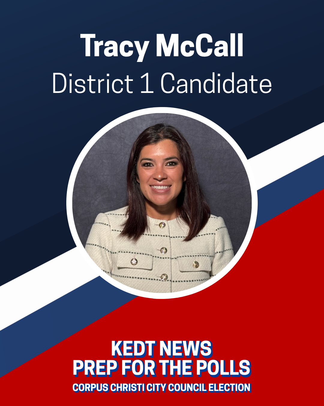 Tracy McCall District One City Council candidate graphic