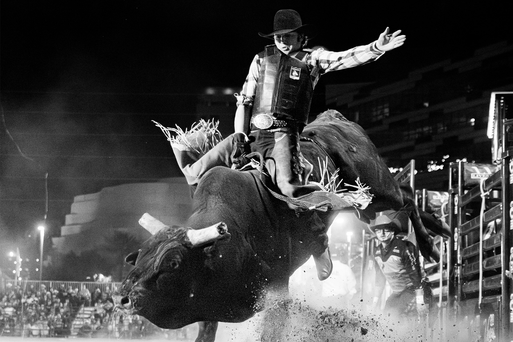 Bull rider at the 2025 Heldorado Rodeo, Las Vegas.