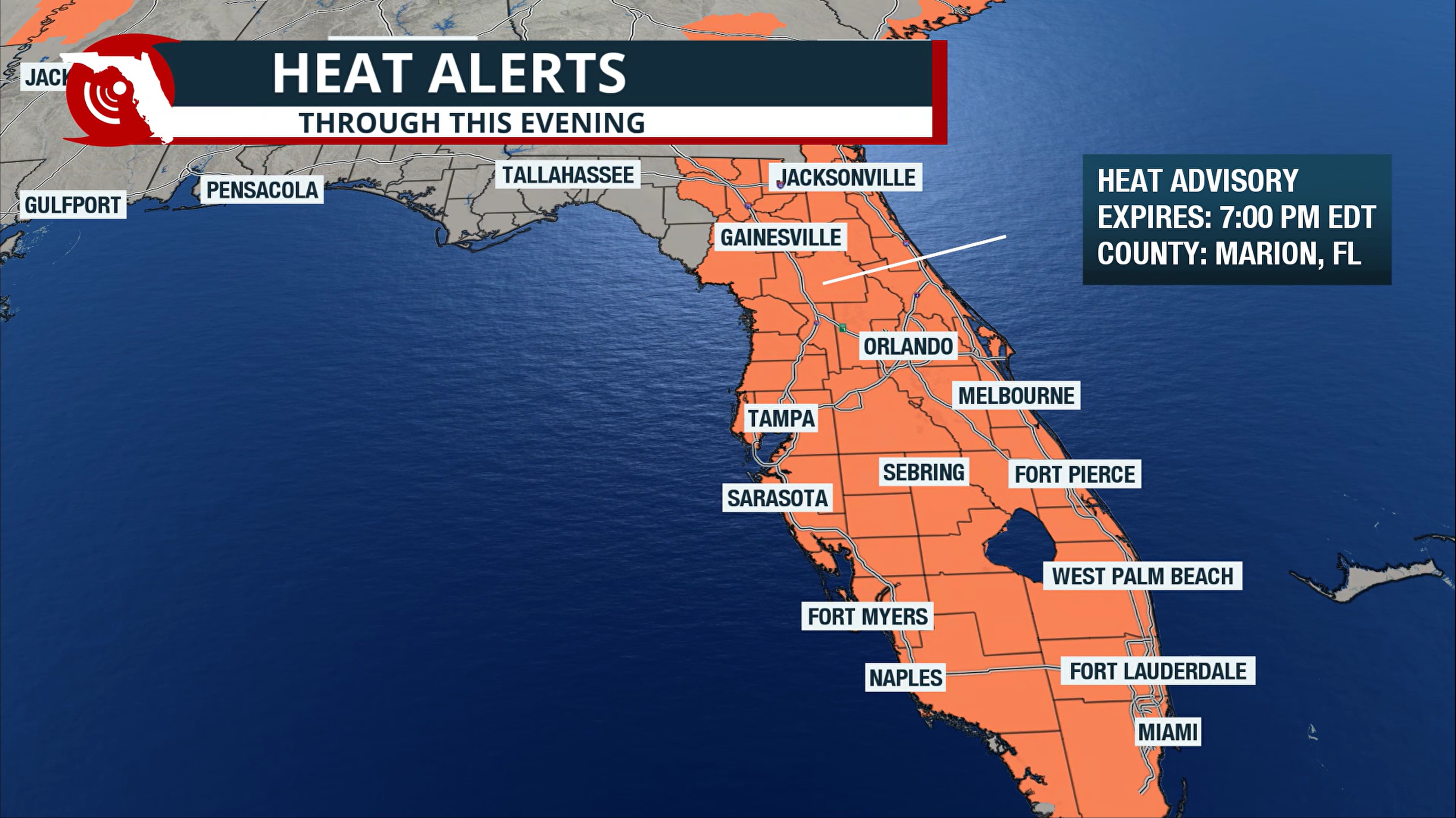 Dangerous heat indices linger across the state today