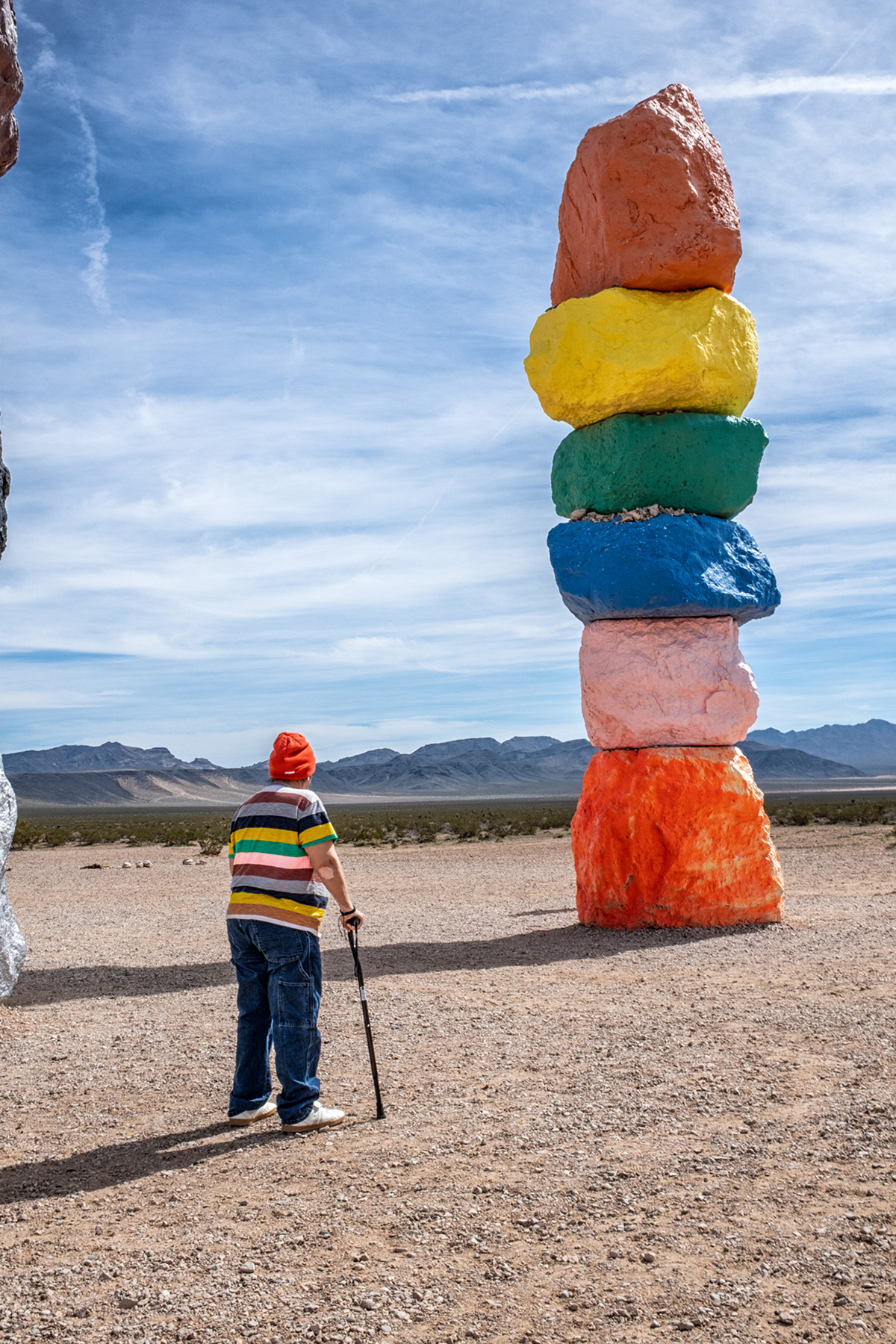 Sightseeing lady at Seven Magic Mountains.