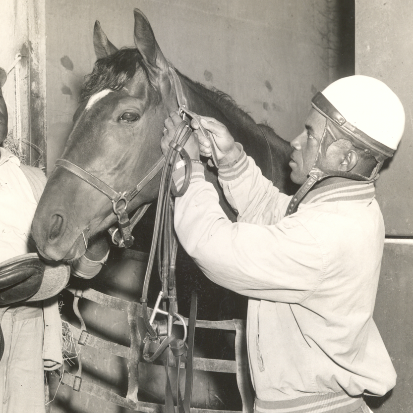 Historical photograph of horse trainer Oscar Dishman Jr.