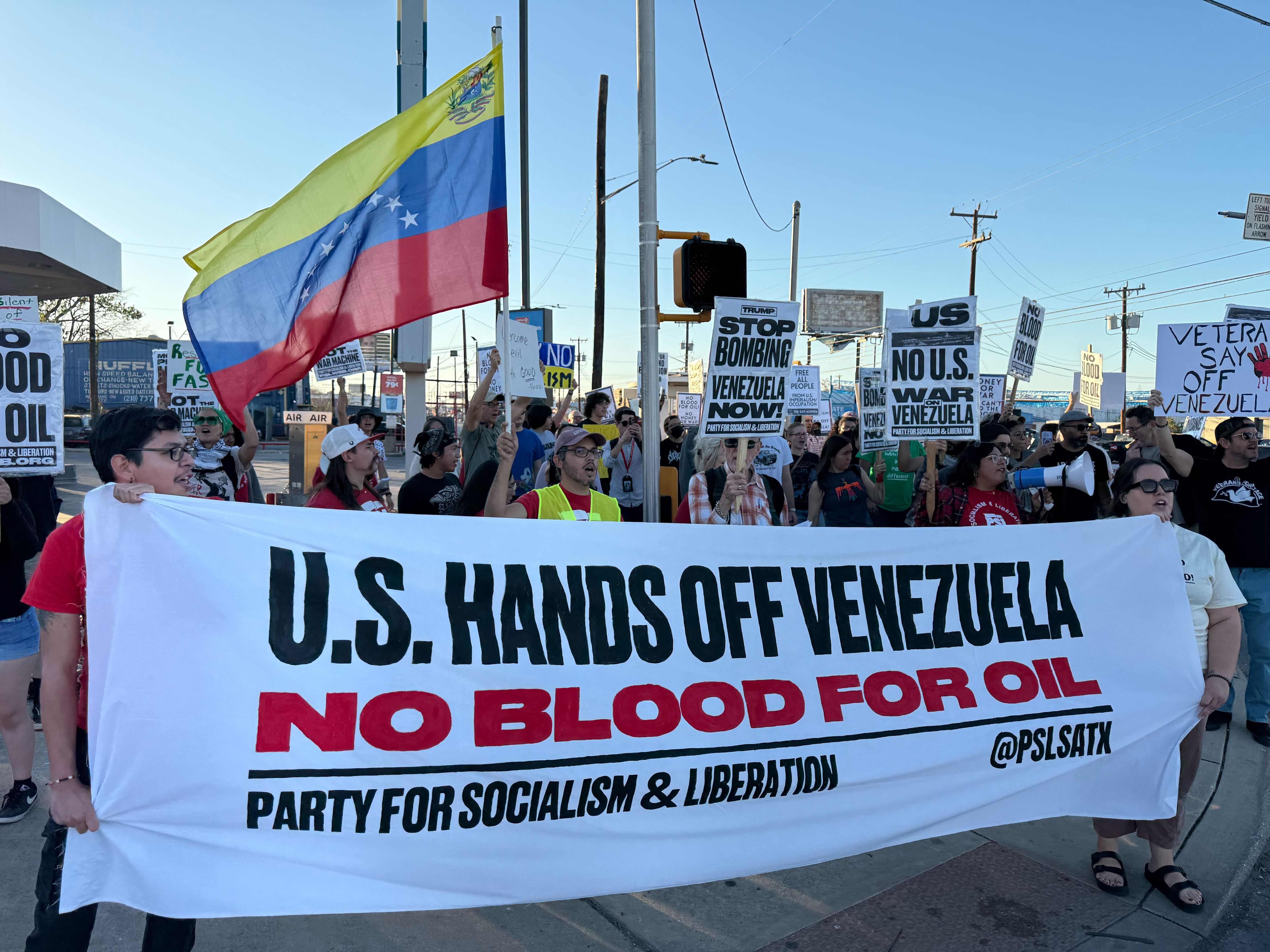 San Antonio protesters denounce U.S. strikes in Venezuela and Maduro's capture
