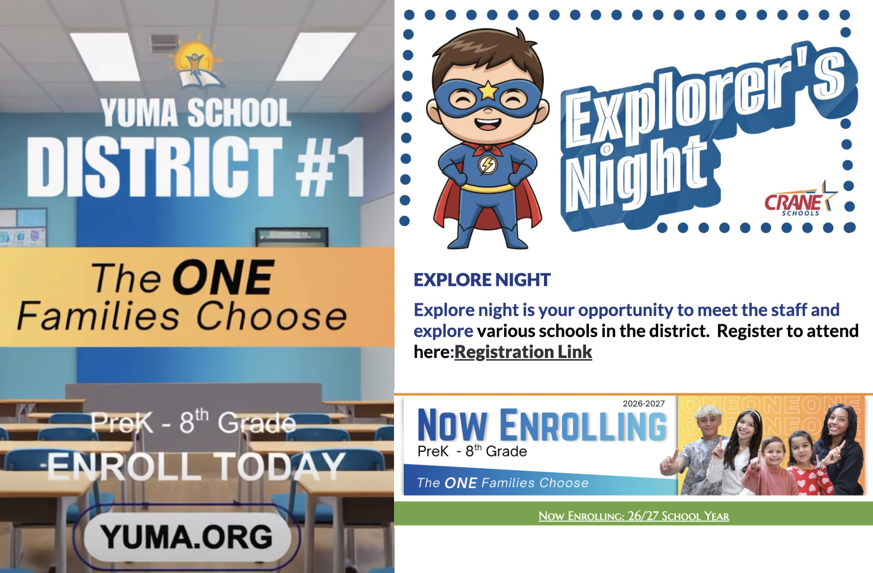 Enrollment Opens for 2026-27 at Yuma District One and Crane School ...