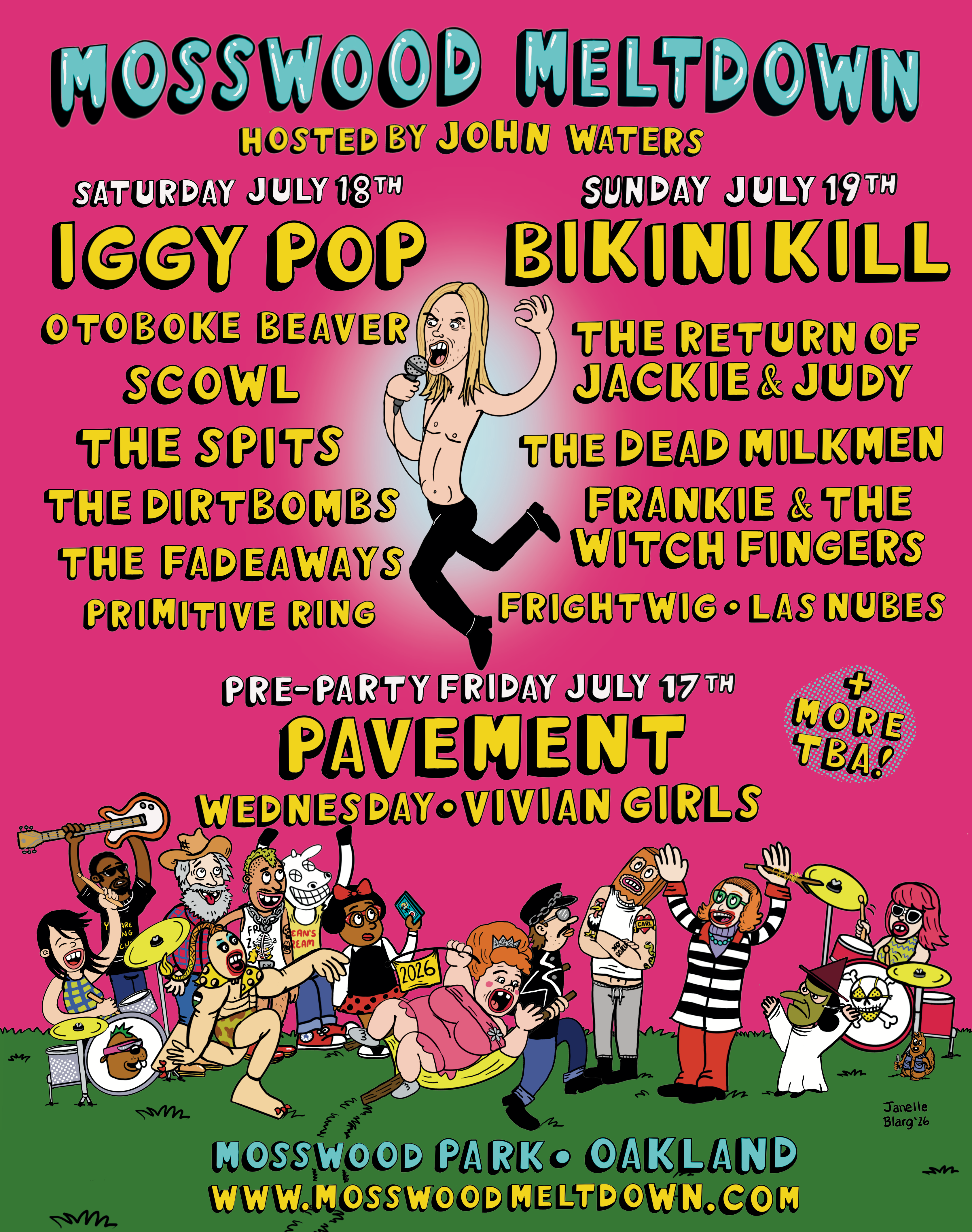 From Iggy Pop to Bikini Kill: Mosswood Meltdown's 2026 lineup is