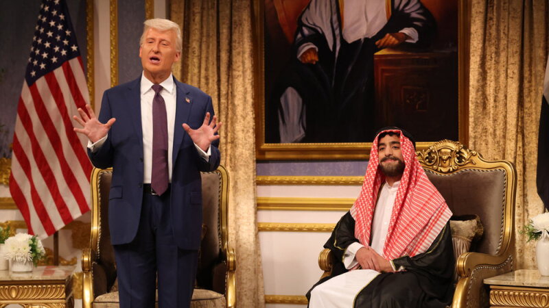 On Saturday Night Live's cold open, James Austin Johnson played Donald Trump and Emil Wakim played Crown Prince Mohammed bin Salman of Saudi Arabia in a sketched about Trump's Middle East trip.