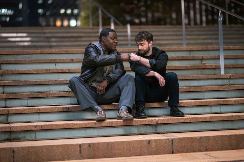 Tracy Morgan, left, and Daniel Radcliffe star in <em>The Fall and Rise of Reggie Dinkins.</em>