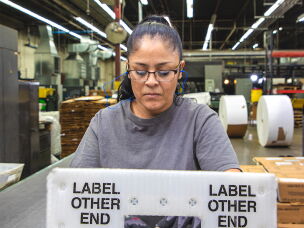 Nelly Villanueva, the mother of Jennifer Teresa Villanueva, at her workplace in Chicago in 2019.