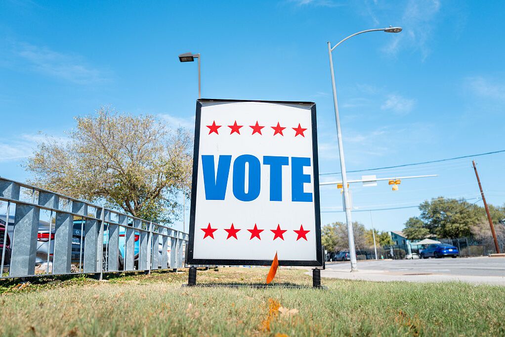 A "VOTE" sign is posted near a polling center on Tuesday in Austin, Texas. Texas held their primary elections including two hotly contested races for Democratic and Republican Senate nominations.