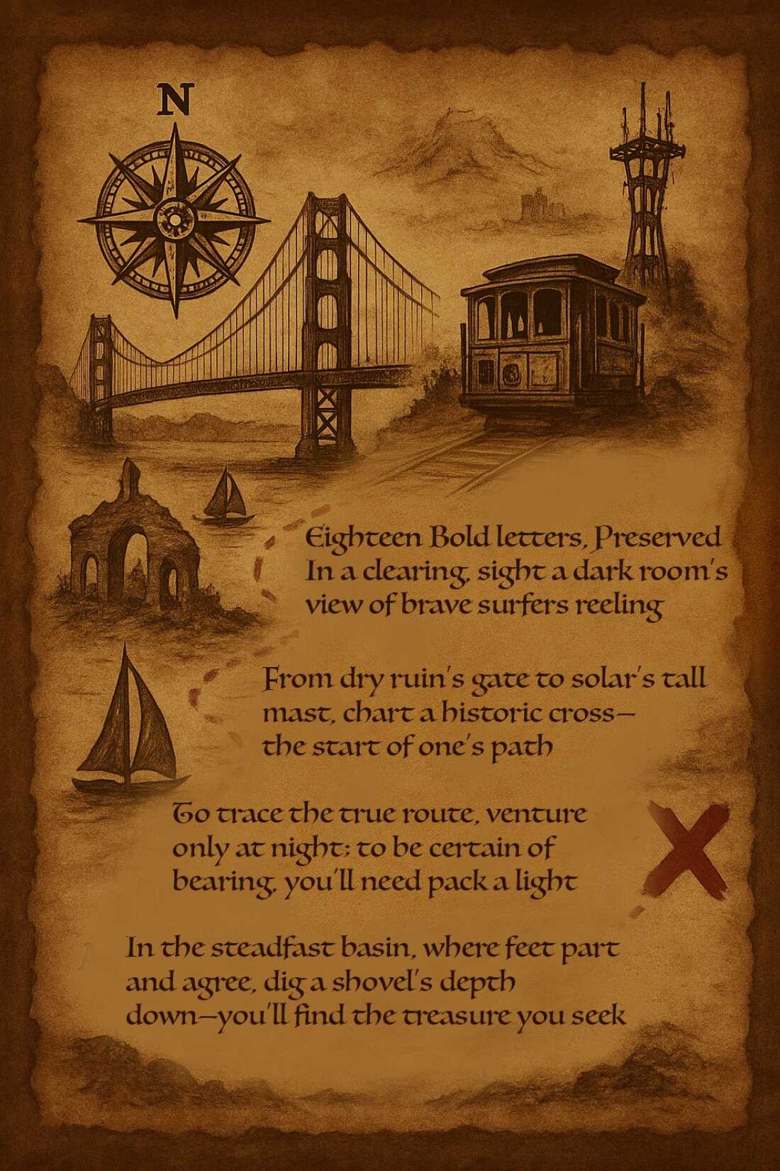 The anonymous organizers of the treasure hunt shared this poster with clues on Reddit.