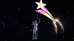 Katy Perry performs during the Super Bowl halftime show at University of Phoenix Stadium on Feb. 1, 2015, in Glendale, Ariz. Now she'll be in space but for real this time.