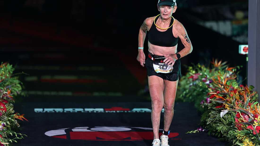 Natalie Grabow of the United States completes the 2025 Ironman World Championship Women's Race on Oct. 11, 2025, in Kailua Kona, Hawaii.