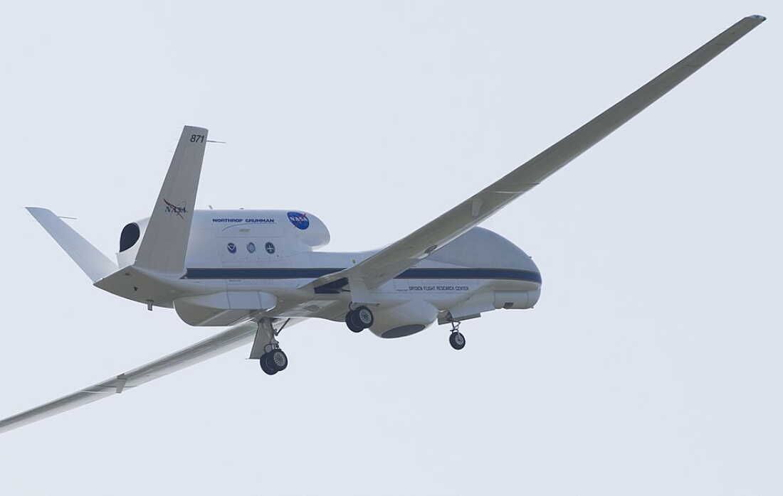 In February 2016, a NASA Global Hawk unmanned aerial vehicle flew across the Pacific Ocean to study a super El Niño. It gathered data about impacts to the atmosphere, both with onboard instruments and by dropping special instruments into developing storms.