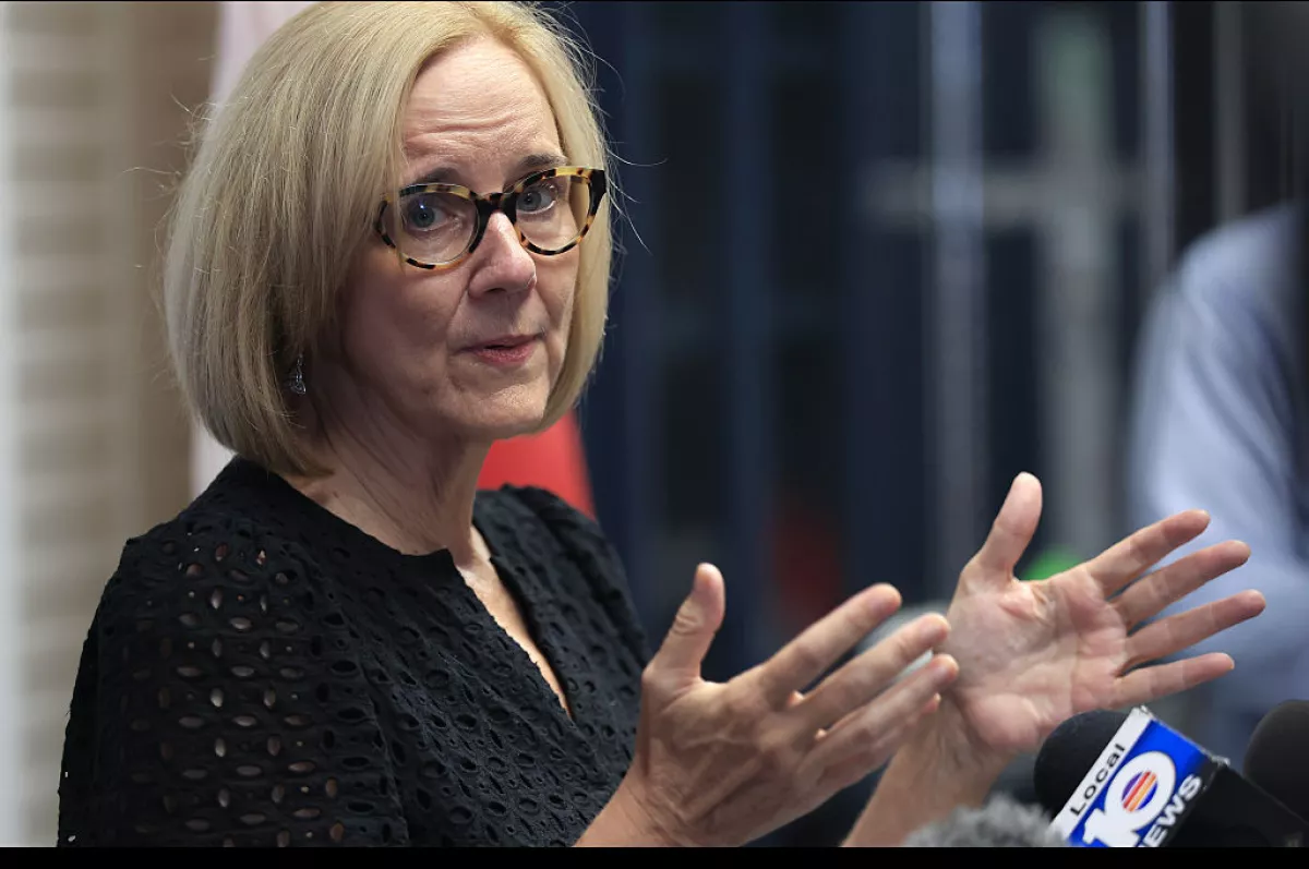 Then-Miami Mayor-elect Eileen Higgins holds a press conference on Dec. 10. Miami is home to many Venezuelan expats.