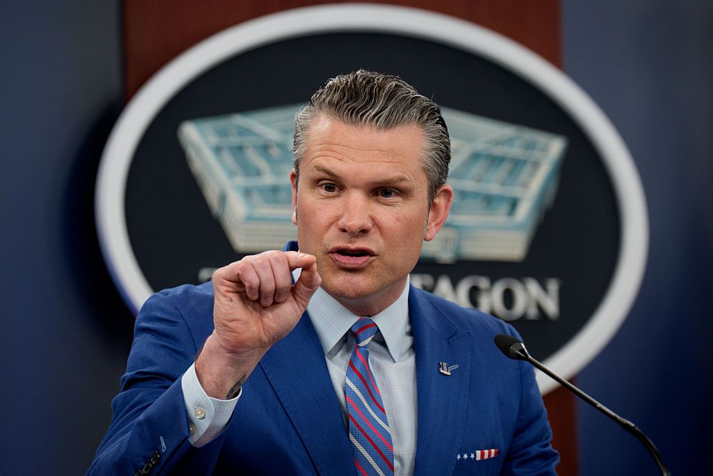 U.S. Defense Secretary Pete Hegseth speaks during a news conference at the Pentagon on June 26. (Getty Images)