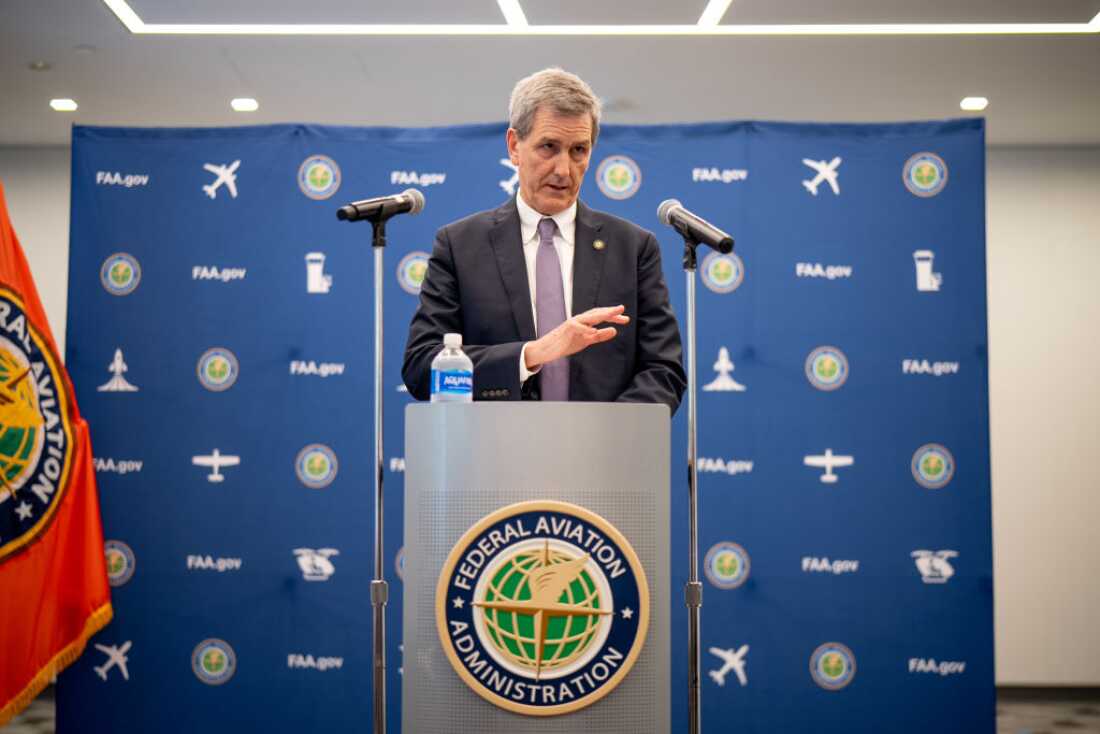 news-1-1 Federal Aviation Administration administrator Mike Whitaker speaks at a news conference at FAA headquarters in May, 2024.