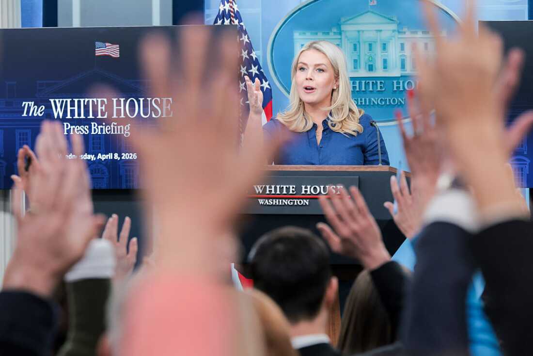 White House press secretary Karoline Leavitt speaks during a news briefing at the White House in Washington, D.C., on Wednesday.