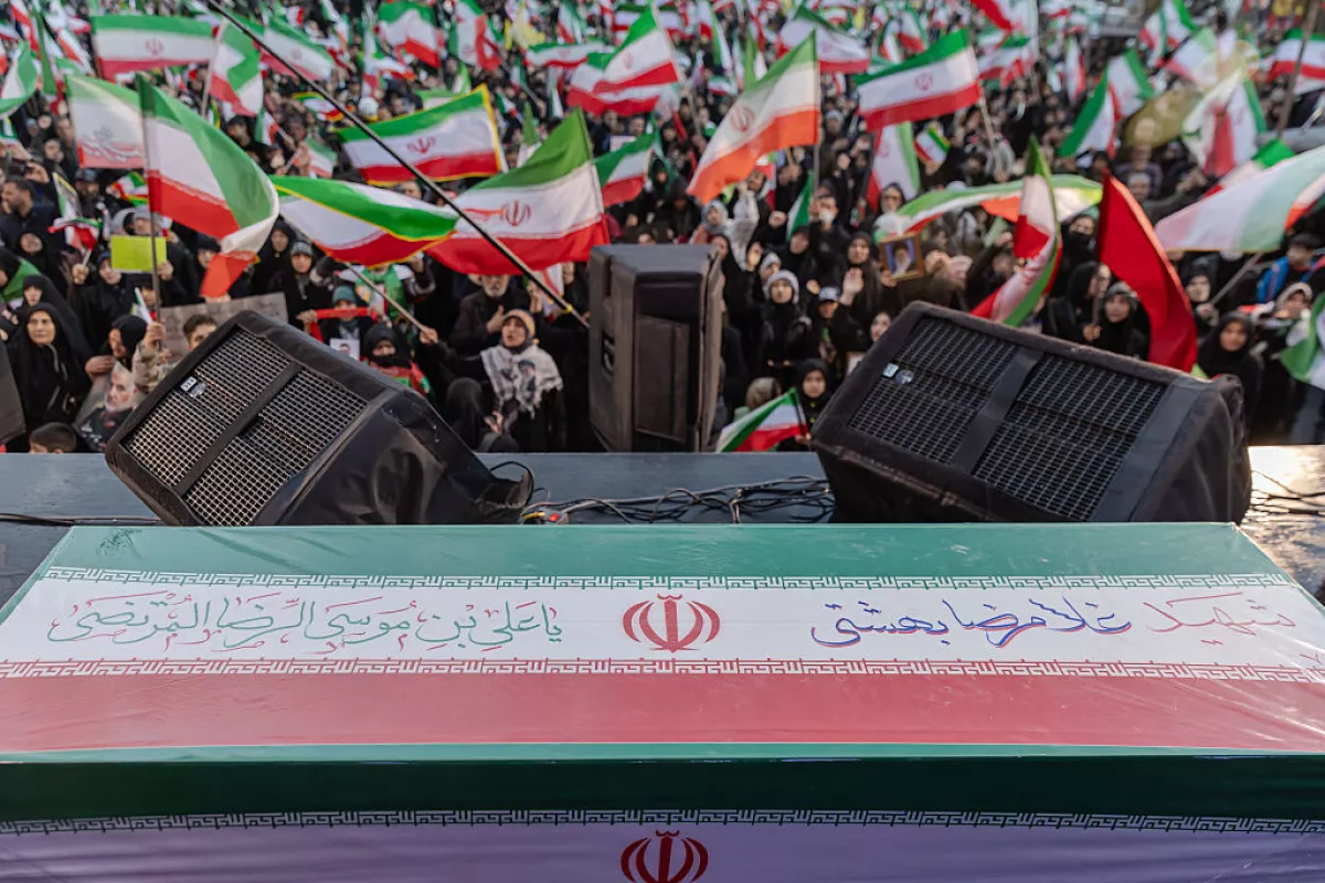 Iranians gather for a rally on March 20 in Tehran. The United States and Israel continued their joint attack on Iran that began on Feb. 28. Iran retaliated by firing waves of missiles and drones at Israel, and targeting U.S. allies in the region.