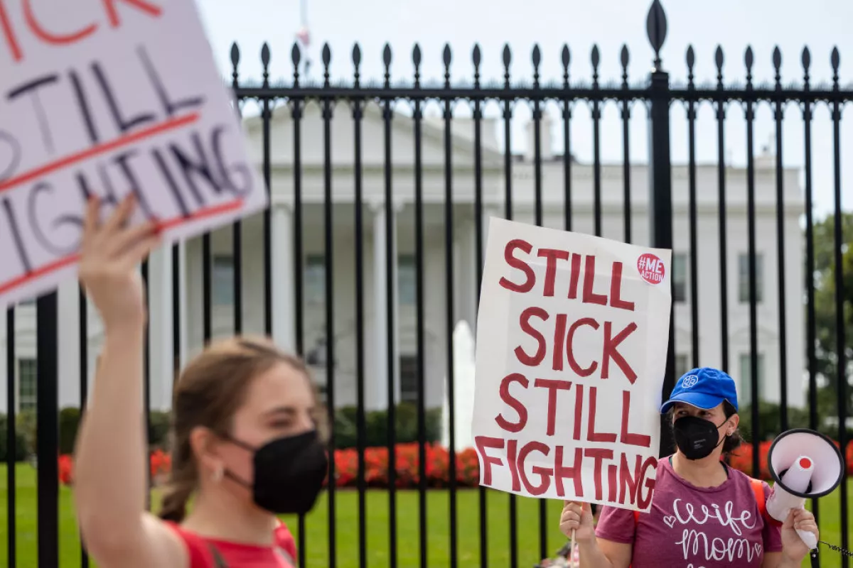 Long COVID patients haven't stopped pushing for more research funding to find treatments for their condition, including this protest in Washington, D.C. in 2022.