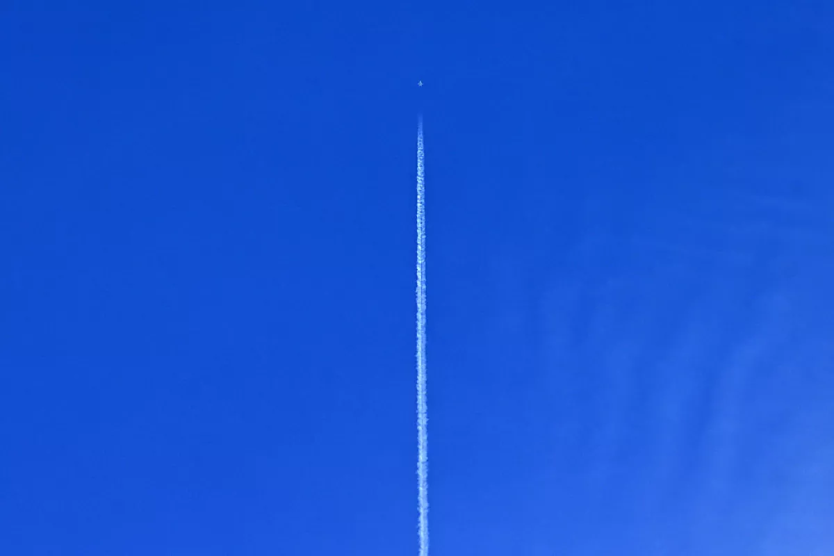 An Israeli fighter jet flies over the skies of Nablus in the occupied West Bank on March 20.