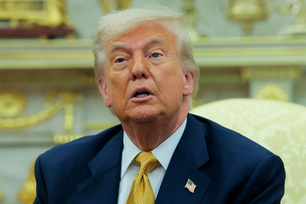 President Trump speaks to reporters during a meeting with Bahraini Crown Prince Salman bin Hamad Al Khalifa in the Oval Office of the White House on Wednesday.