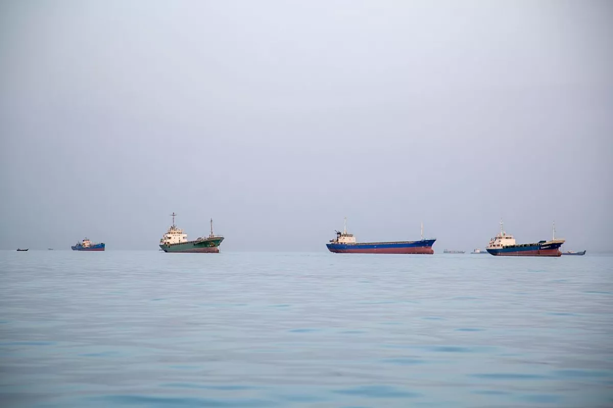 Ships are anchored near the shoreline on April 22, 2026 in Bandar Abbas, Iran. Bandar Abbas is a port city and the capital of Hormozgan Province, along the Persian Gulf and Strait of Hormuz.