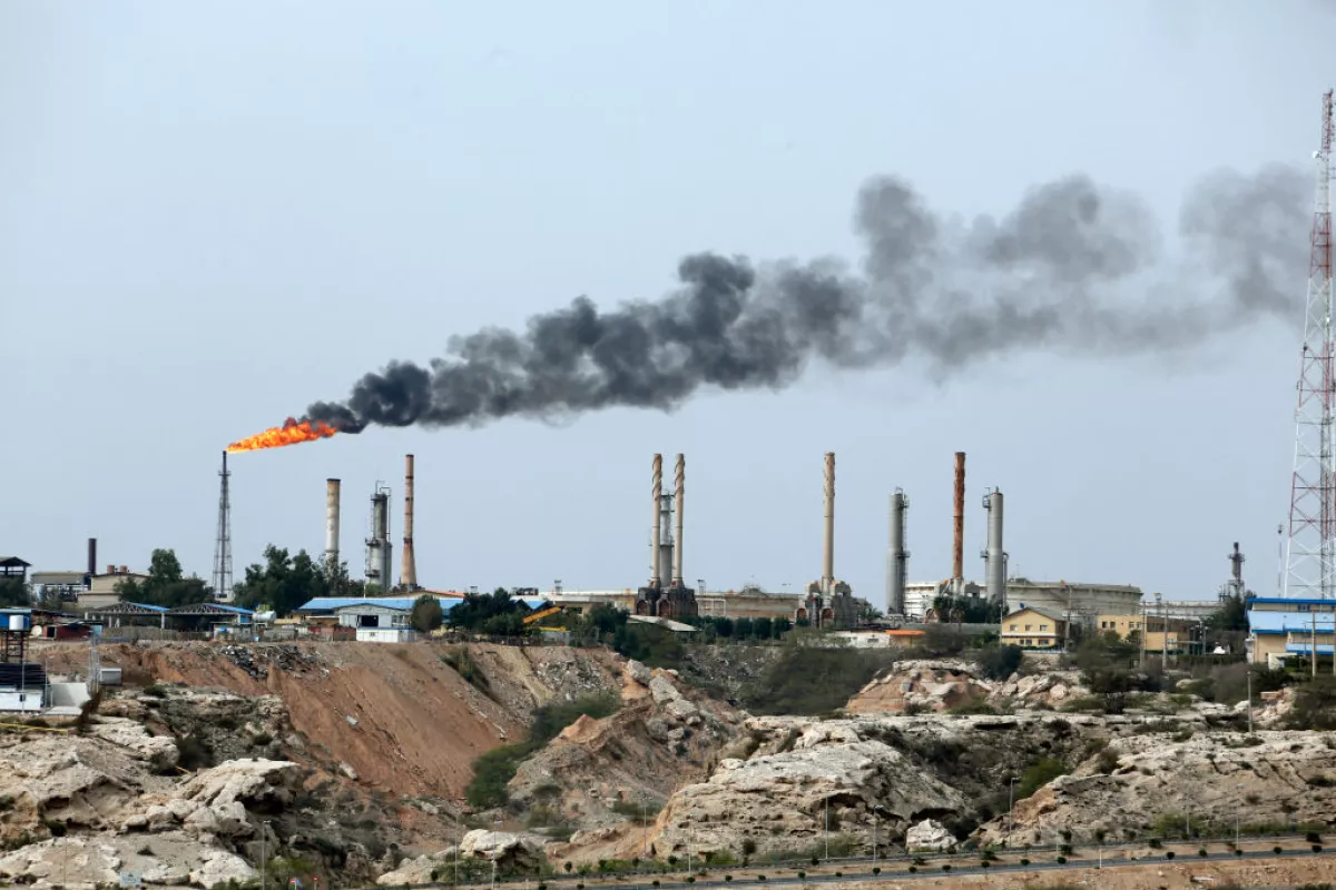 A picture taken on March 12, 2017, shows an oil facility in the Khark Island, on the shore of the Gulf.
