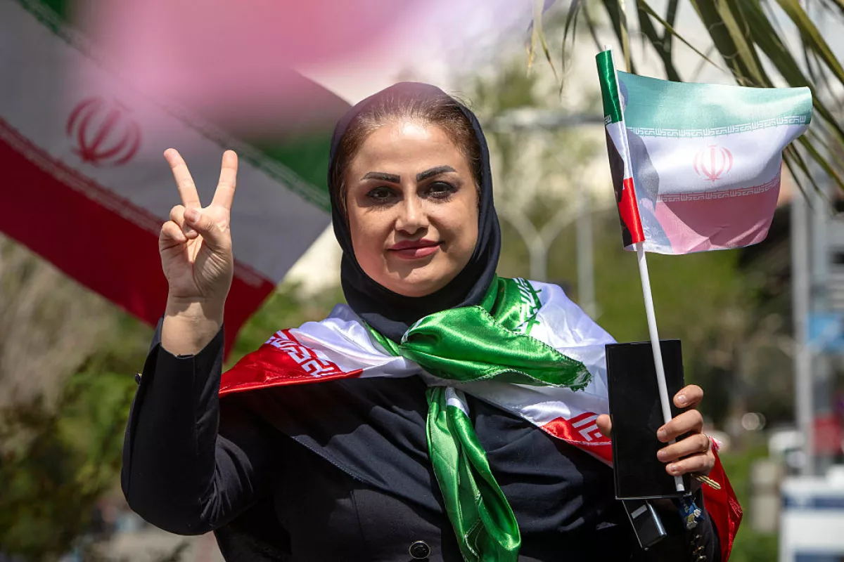 Doctors and medical staff hold a demonstration regarding recent attacks on hospitals on April 6, 2026, in Tehran, Iran.