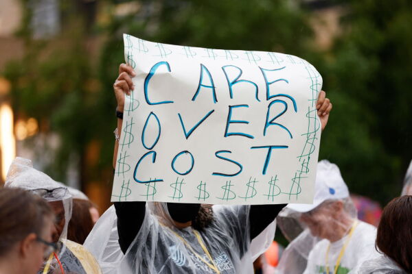 Health care advocates protested care denials at UnitedHealthcare on July 15, 2024, in Minnetonka, Minn. The shooting of UHC CEO Brian Thompson has sparked an outcry online over problems with the U.S. health care system.