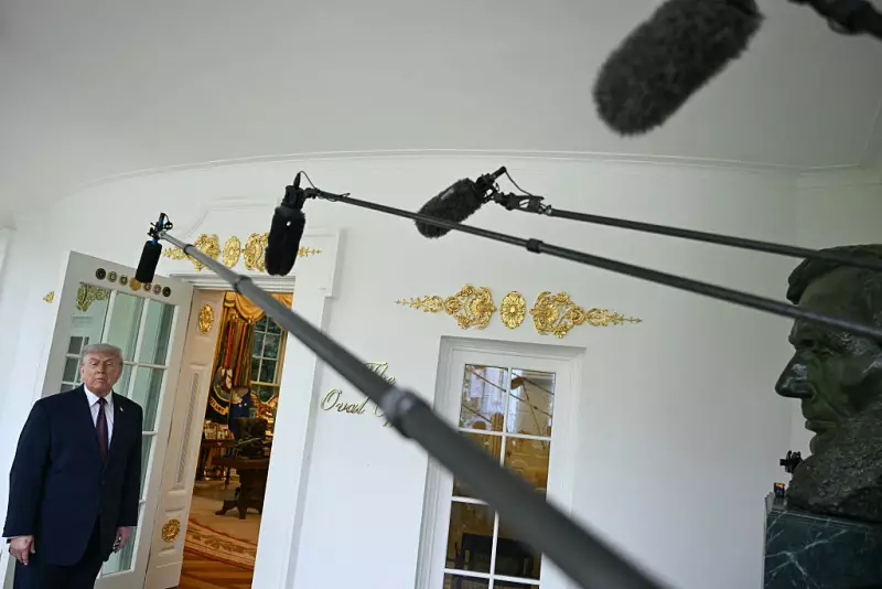 President Trump speaks to the press outside the Oval Office at the White House on Monday.