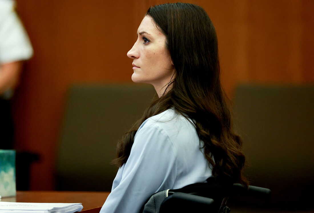 Lindsay Clancy listens to testimony during her murder trial at Plymouth Superior Court in Plymouth, Mass.