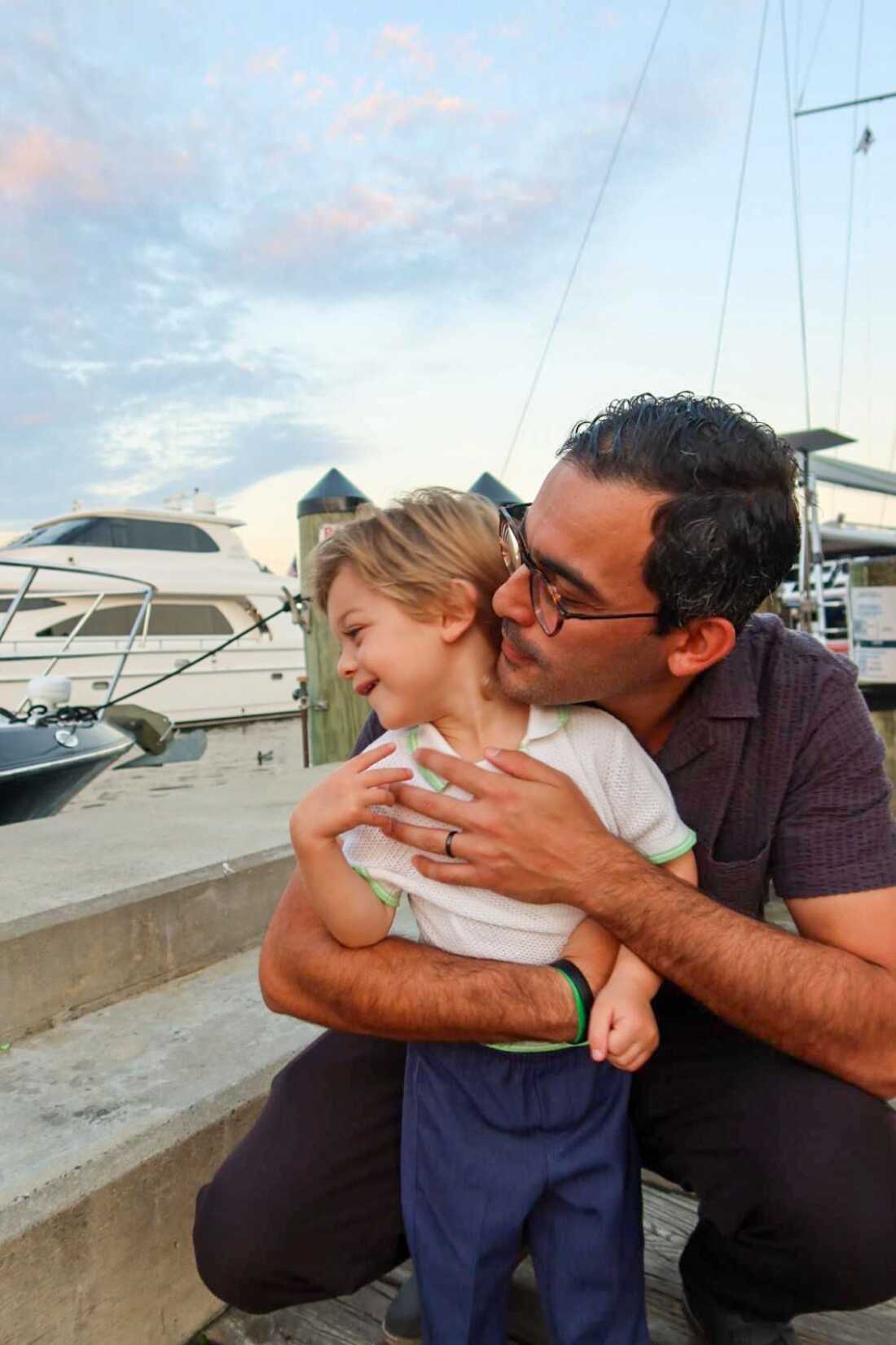 Yousef Bashir, who was born in Gaza and now lives in Washington, D.C., with one of his children.