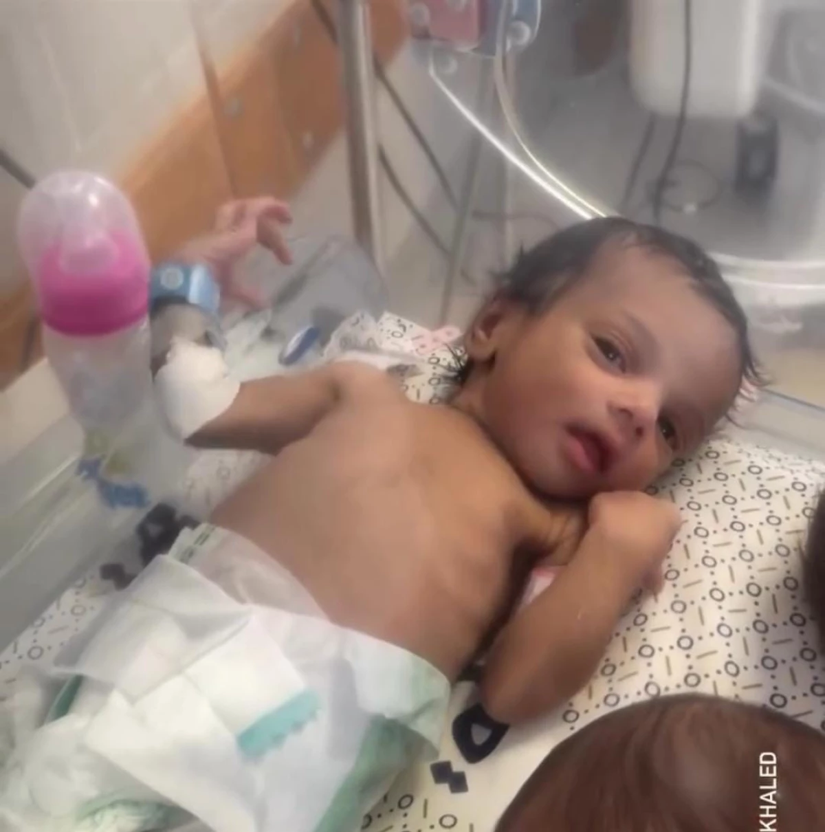 Baby Malak, then about a month old and identified only as 'unknown baby,' lies in an incubator at Al Helal Emirati hospital in Rafah in November, after being evacuated with other newborns from Gaza City. 'Her day was all about staring at the roof of the room,' says Abu Khatleh, the nurse who took her in.