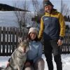 Nazgul, whose surprise dash down the homestretch in an Olympic cross-country ski race warmed hearts around the world, with his owners Enrico and Alice Varesco Feb. 21, 2026