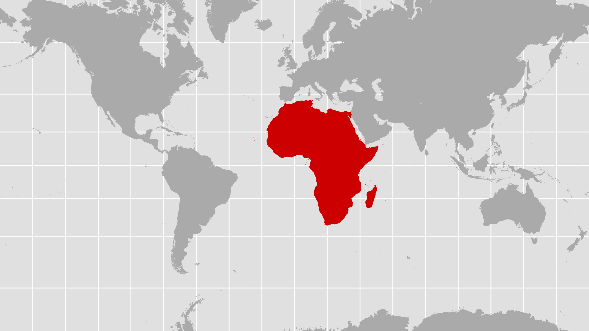 Animation of a world map, fading between a Mercator projection and an Equal Earth projection. Africa is highlighted.