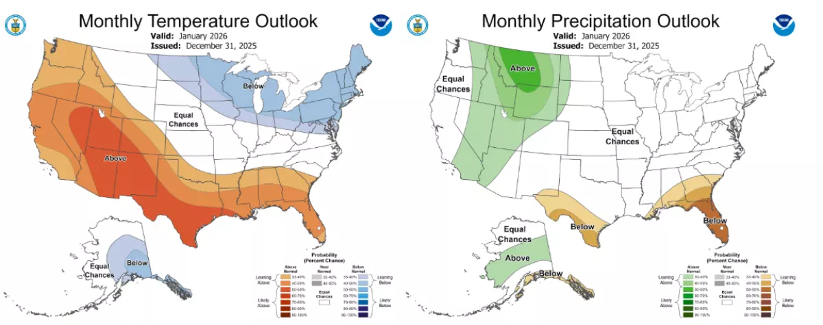 January temperature and precipitation outlook.