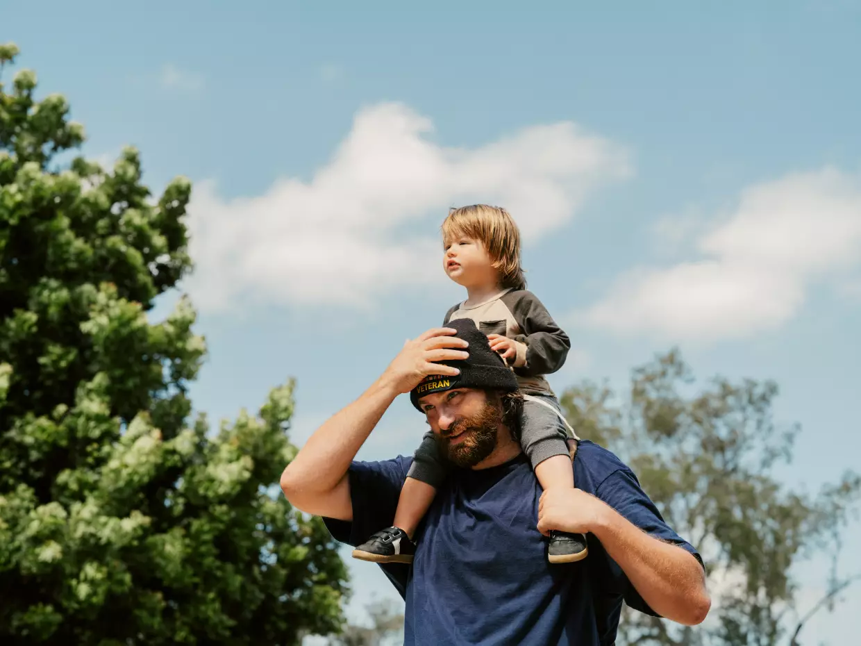 Vincent Tourville, a veteran of the Iraq war, lives on the West Los Angeles VA campus with his 2-year-old son.