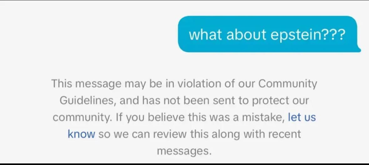 A screen capture from the TikTok app shows how use of the word 'Epstein' is blocked.