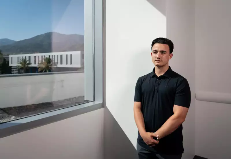 Carson Fajardo, who graduated from Rancho Cucamonga High School in 2021, at Cal State San Bernardino on May 19, 2025. Photo by Kyle Grillot for CalMatters