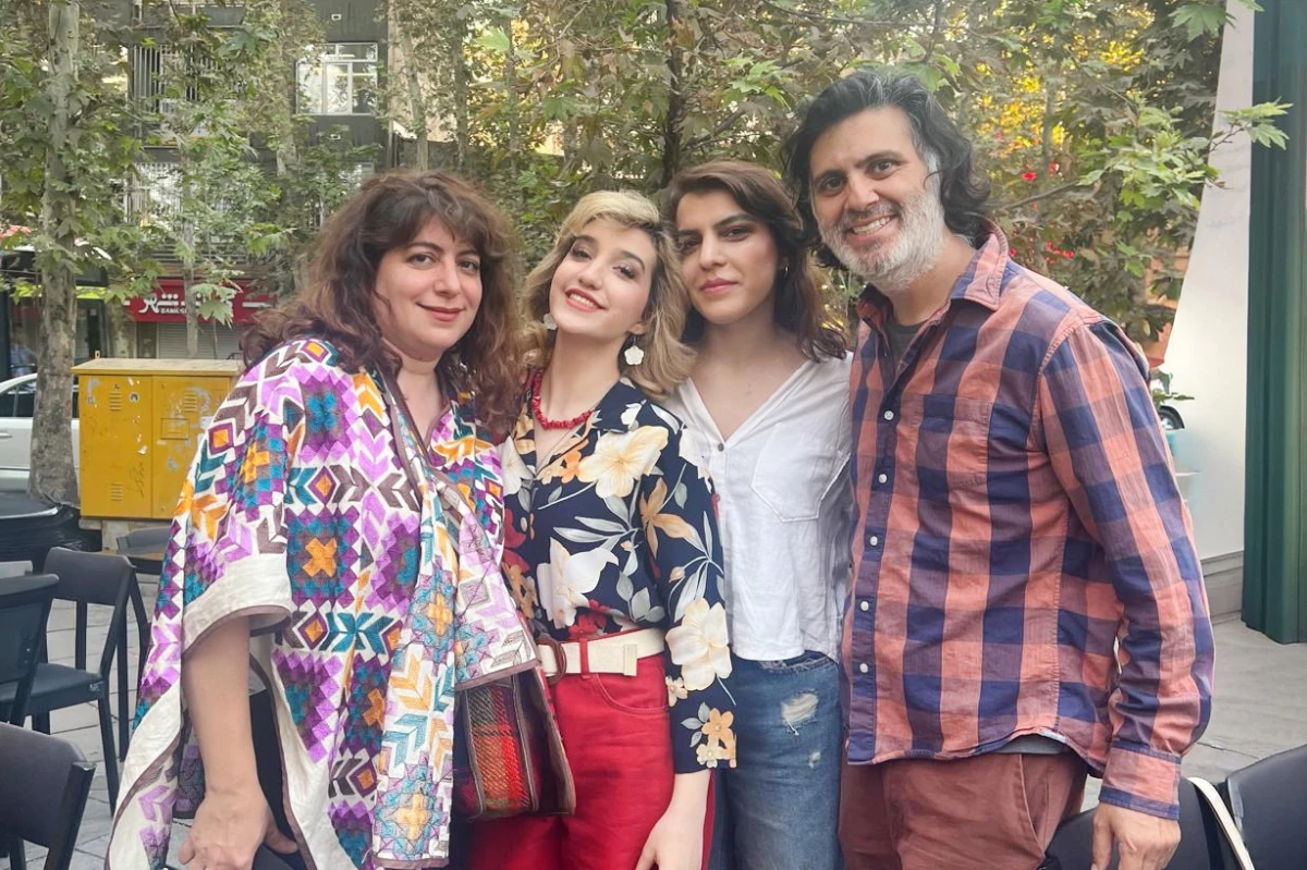 The filmmakers with actresses Hana Mana and Mahshad Bahram from The Friend's House is Here.