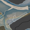 A map showing that many buildings at Camp Mystic, TX, are within hazardous flood zones.