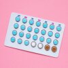 Birth control pills pack. Prescription medicine that contain female hormones like estrogen and progestin to prevent pregnancy.