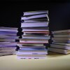 A photograph of a stack of books.